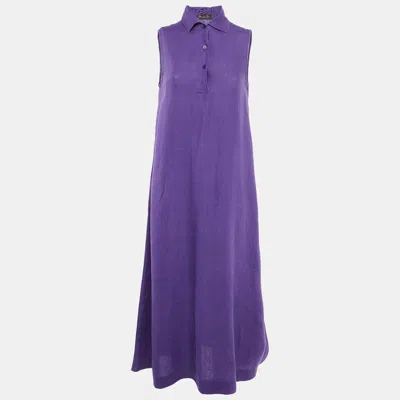 Pre-owned Loro Piana Purple Linen Sleeveless Long Dress M