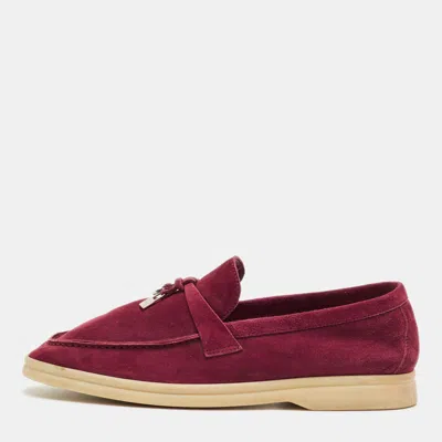 Pre-owned Loro Piana Purple Suede Summer Charms Walk Loafers Size 37