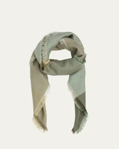 Loro Piana Quadrilatero Del Cashmere-silk Scarf In F5nr Wasabi Powder Green