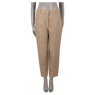 Pre-owned Loro Piana Quarzite Beige Linen 2026 Neo Derk Straight Pants 44 L In Brown