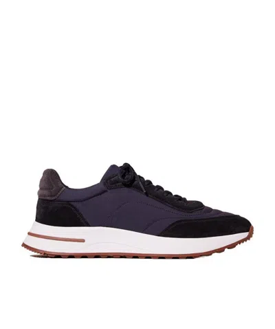 Loro Piana Quilted-panel Low-top Sneakers In Black