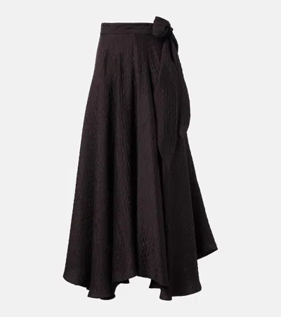 Loro Piana Quilted Tie-detail Silk Maxi Skirt In Cloves