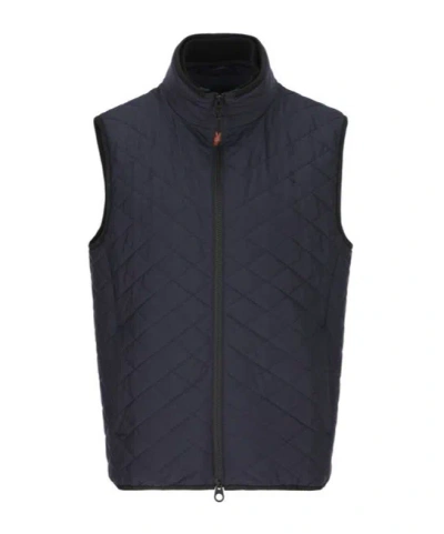 Loro Piana Quilted Zip-up Vest In Blue