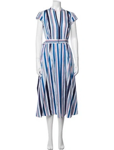 Pre-owned Loro Piana Rachele Shoreline Midi Length Dress In Blue