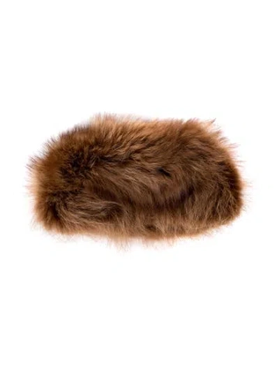 Pre-owned Loro Piana Racoon Fur Beret Hat In Brown