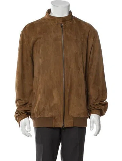 Pre-owned Loro Piana Rain System Leather Jacket Goat Leather Windbreaker In Brown