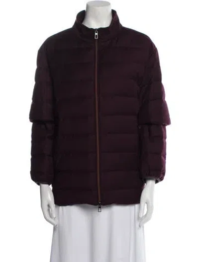 Pre-owned Loro Piana Rain System Wool Down Jacket In Burgundy