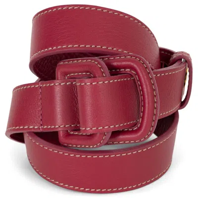 Pre-owned Loro Piana Raspberry Pink Leather Double Buckle Belt 85