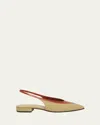 Loro Piana Rebecca Bicolor Slingback Ballerina Flats In Hinoki Wood Deep Kummel