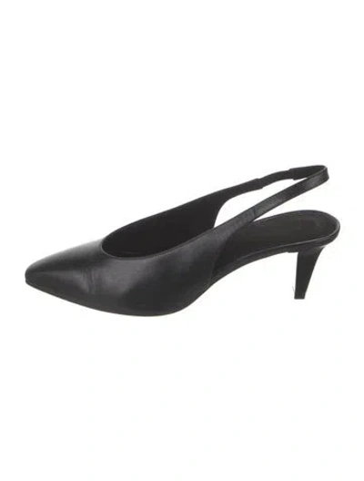 Pre-owned Loro Piana Rebecca Leather Slingback Pumps In Black