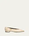 Loro Piana Rebecca Linen Ballerina Flats In Sun Kissed Green Fluorite