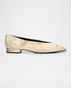 Loro Piana Rebecca Linen Ballerina Flats In Sun Kissed Green Fluorite