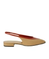Loro Piana Rebecca Leather-trimmed Canvas Slingback Flats In Nude