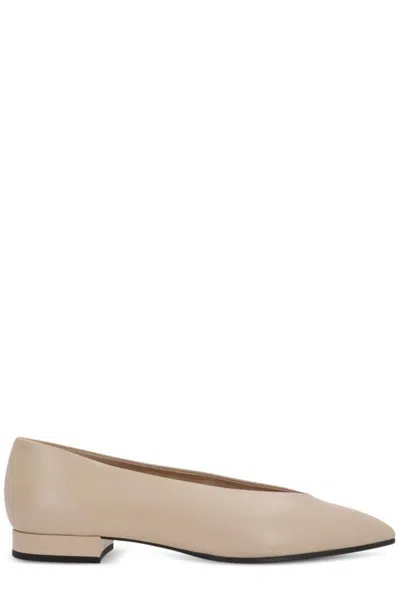 Loro Piana Rebecca Leather-trimmed Ballet Flats In Beige