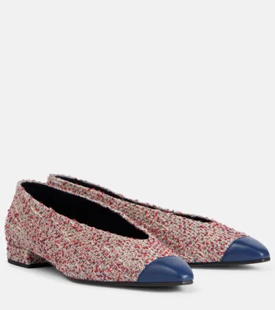 Loro Piana Rebecca Tweed Ballet Flats In Rosehip/milk Amber/lido Blue