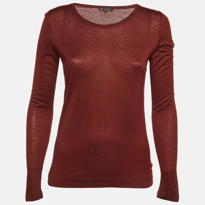 Pre-owned Loro Piana Red Jersey Crew Neck Top S