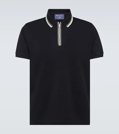 Loro Piana Regatta Cotton-blend Polo Shirt In Blue