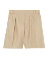 Loro Piana Reinga Wide-leg Pleated Linen-twill Bermuda Shorts In Elm Wood