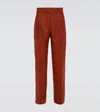 Loro Piana Reinga Linen Straight Pants In Orange