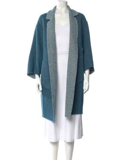 Pre-owned Loro Piana Reversible Virgin Wool Coat In Blue