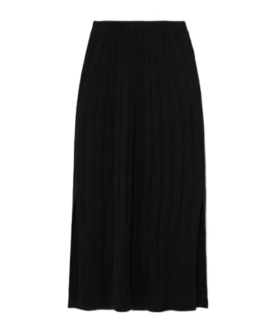 Loro Piana Rib Cashmere Mid-length Skirt In Black