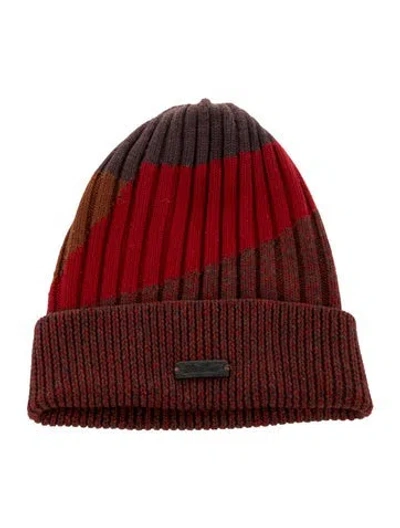 Pre-owned Loro Piana Rib Knit Beanie In Red
