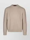 Loro Piana Ribbed Crew Neck Sweater With Long Sleeves In Brown