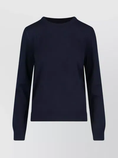 Loro Piana Ribbed Crewneck Knitwear Long Sleeves In Blue