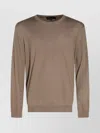 Loro Piana Ribbed Crewneck Sweater With Long Sleeves In Brown