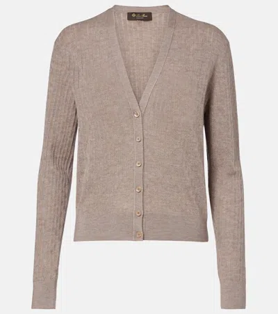 Loro Piana Ribbed-knit Cashmere And Silk Cardigan In Brown