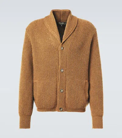 Loro Piana Ribbed-knit Cashmere Cardigan In Camel Oasis Melange