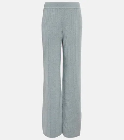Loro Piana Ribbed-knit Cashmere Pants In Blue