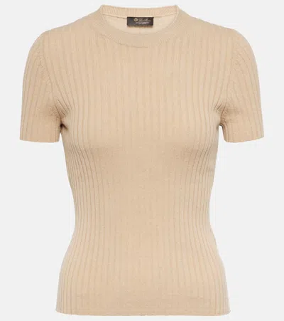 Loro Piana Ribbed-knit Cashmere Top In Beige