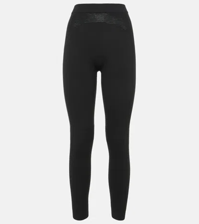 Loro Piana Ribbed-knit Silk-blend Leggings In Black