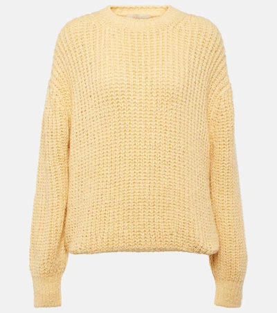 Loro Piana Ribbed-knit Silk Jumper In Beige