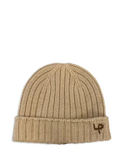 Loro Piana Ribbed Logo-embroidered Beanie In Brown