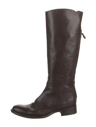 Pre-owned Loro Piana Riding Leather Riding Boots In Brown