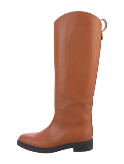 Pre-owned Loro Piana Riding Leather Riding Boots In Brown