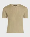 Loro Piana Rimella Cable-knit Cashmere And Silk-blend T-shirt In Dried Taragon
