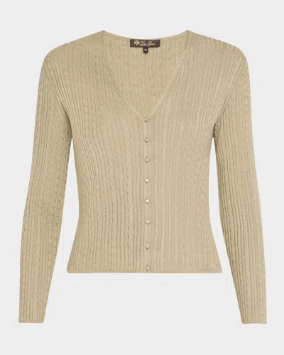 Loro Piana Rimella Cashmere Cardigan In Dried Taragon