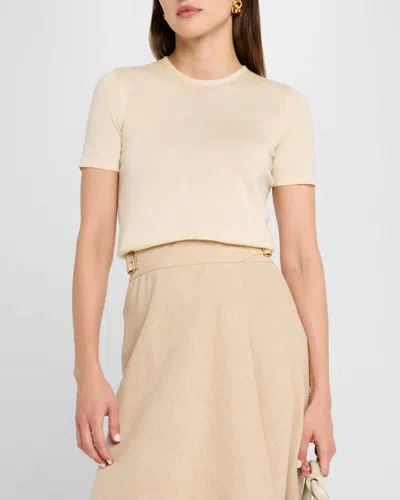 Loro Piana Rimella Cashmere-silk Crewneck Sweater In D933 Cashew Cream