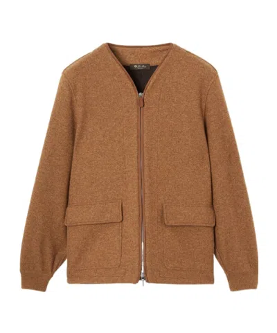 Loro Piana Rio Bodro Bomber Jacket In Brown Sugar Mixed Color