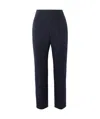 Loro Piana Cropped Pleated Cashmere-blend Skinny Pants In Navy Blue