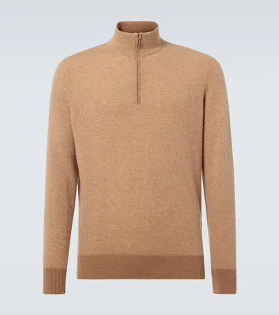 Loro Piana Roadster Cashmere Half-zip Jumper In Brown