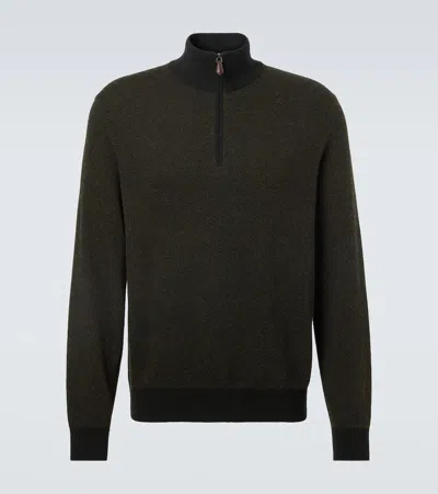 Loro Piana Roadster Cashmere Half-zip Sweater In Green