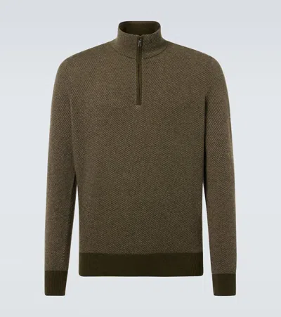 Loro Piana Roadster Cashmere Half-zip Sweater In Green
