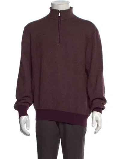 Pre-owned Loro Piana Roadster Pull Cashmere Polo Sweater In Purple