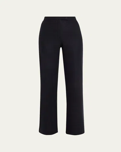 Loro Piana Robin Wool-cashmere Straight-leg Pants In Blue