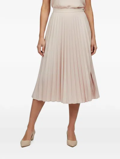 Pre-owned Loro Piana Romy Pleated Silk Skirt In Pink