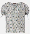 Loro Piana Rose Printed Puff-sleeve Silk Top In Multi